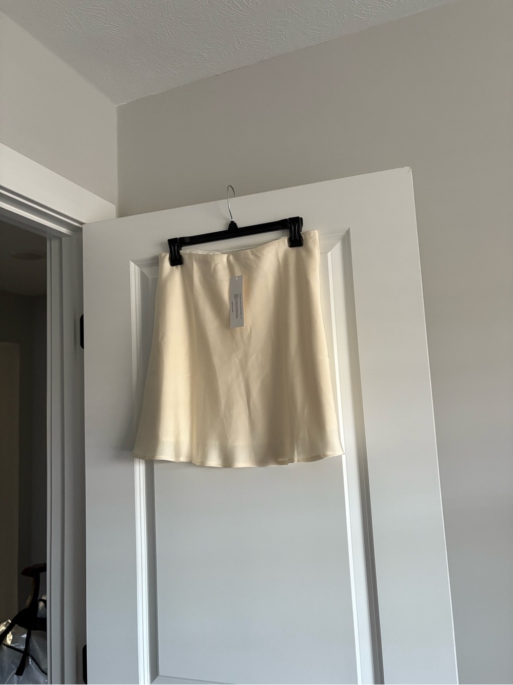 Elegant Cream Satin A-Line Skirt